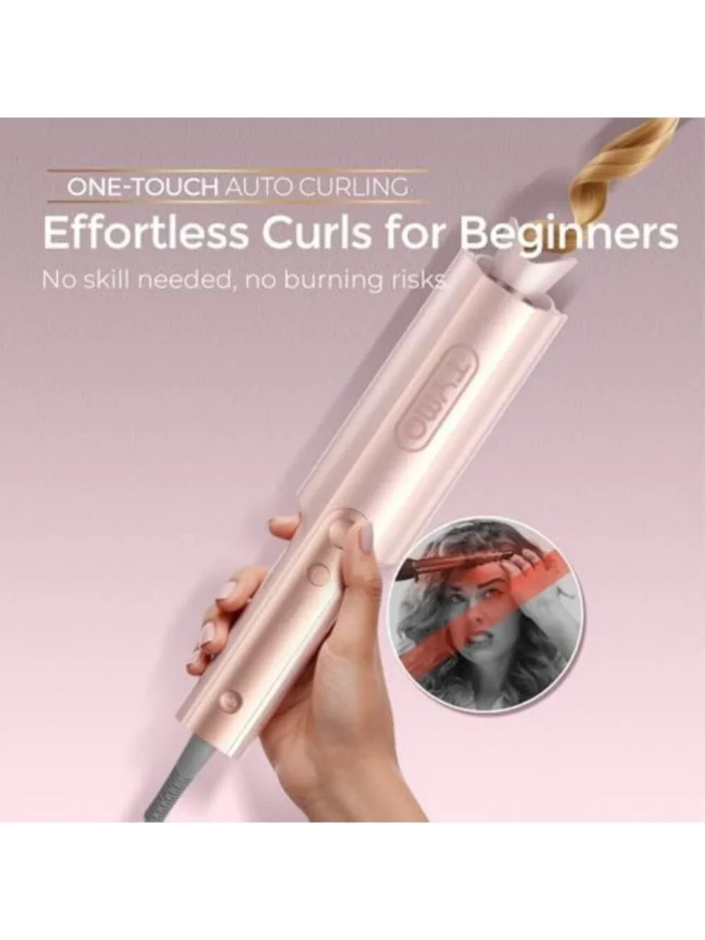 Automatic Rotating Curling Iron - Long Barrel Ceramic Curler for Women